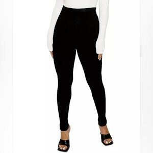Naked Wardrobe Oh So Snatched Ribbed Leggings in Black Size Small
